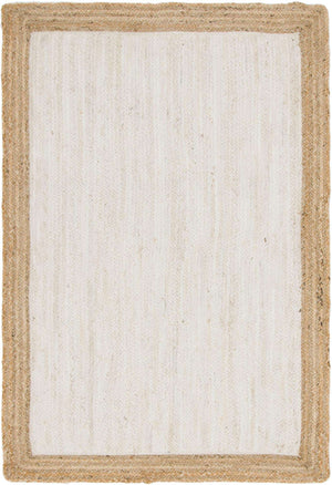 White 4' 1 x 6' 1 Braided Jute Rectangle Rug
