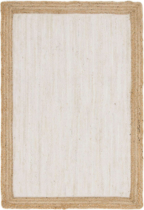 White 4' 1 x 6' 1 Braided Jute Rectangle Rug