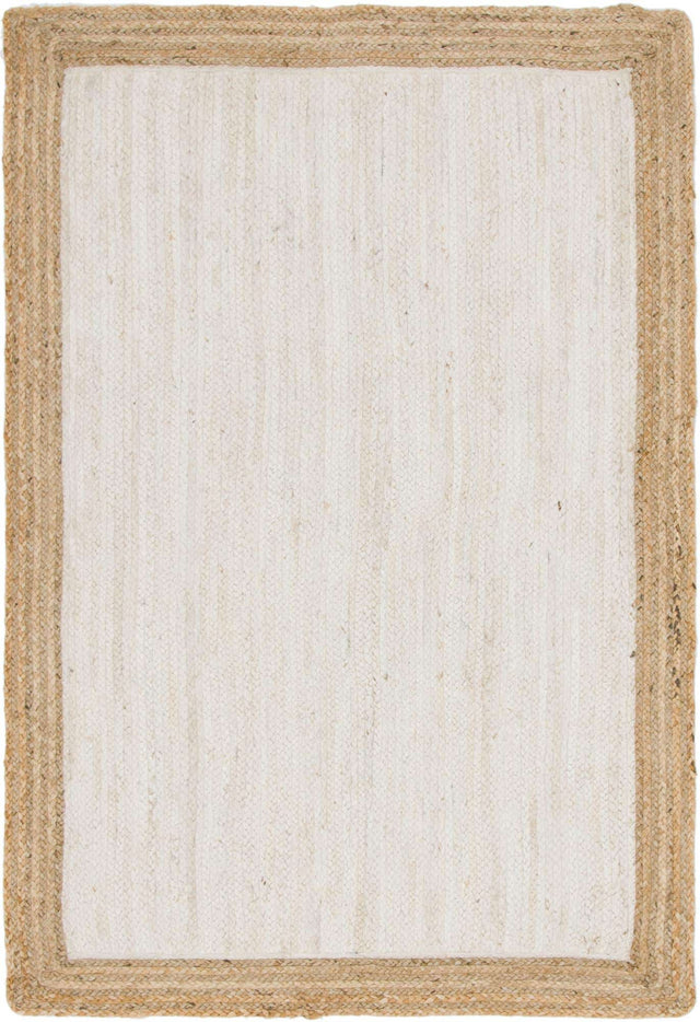 White 4' 1 x 6' 1 Braided Jute Rectangle Rug