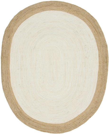 White 8' x 10' Braided Jute Oval Rug
