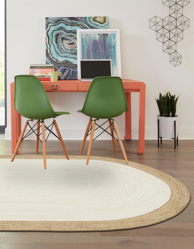 White 3' 3 x 5' 1 Braided Jute Oval Rug