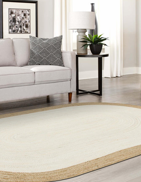 White 3' 3 x 5' 1 Braided Jute Oval Area Rug 100% Jute Hand Braided Natural Eco-Friendly Boho Style Carpet for Living Rooms Dining Office Space Dorms for Sale at Rug Engine