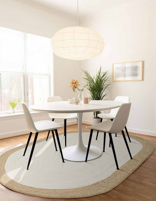 White 3' 3 x 5' 1 Braided Jute Oval Rug