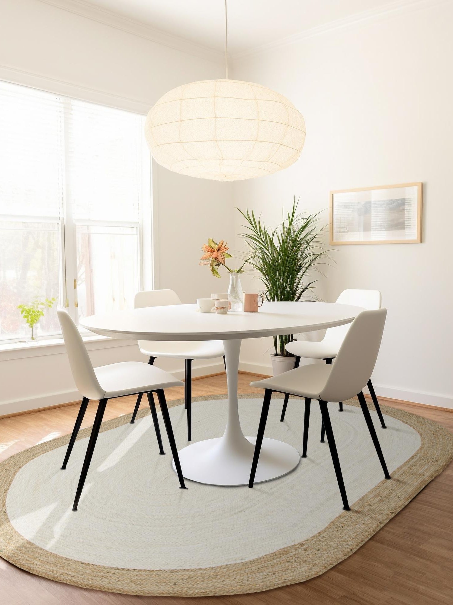 White 5' 1 x 8' Braided Jute Oval Area Rug 100% Jute Hand Braided Natural Eco-Friendly Boho Style Carpet for Living Rooms Dining Office Space Dorms for Sale at Rug Engine