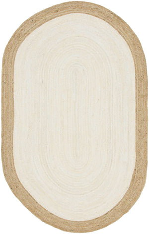 White 5' 1 x 8' Braided Jute Oval Rug