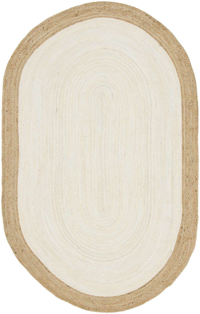 White 5' 1 x 8' Braided Jute Oval Rug