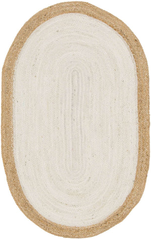 White 3' 3 x 5' 1 Braided Jute Oval Rug
