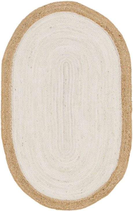 White 3' 3 x 5' 1 Braided Jute Oval Rug