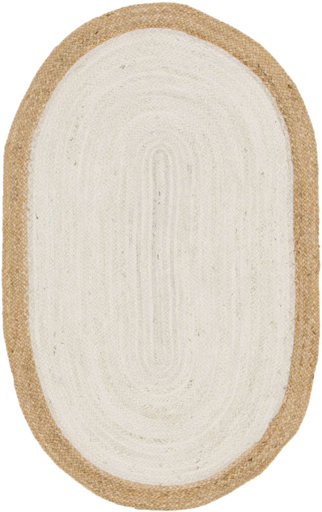 White 3' 3 x 5' 1 Braided Jute Oval Rug