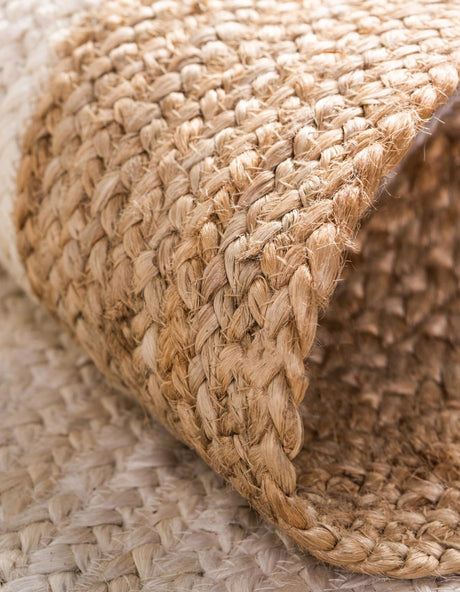 White 8' x 8' Braided Jute Round Area Rug 100% Jute Hand Braided Natural Eco-Friendly Boho Style Carpet for Living Rooms Dining Office Space Dorms for Sale at Rug Engine