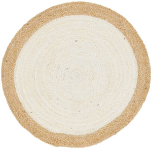 White 3' 3 x 3' 3 Braided Jute Round Rug