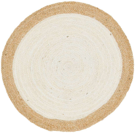 White 3' 3 x 3' 3 Braided Jute Round Rug