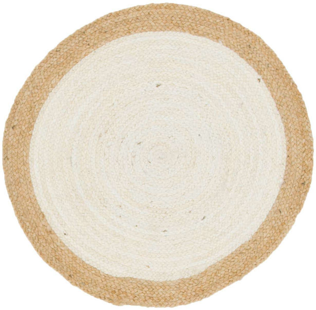 White 3' 3 x 3' 3 Braided Jute Round Rug