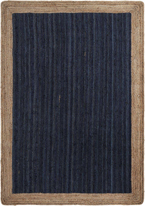 Navy Blue 6' 1 x 9' Braided Jute Rectangle Rug