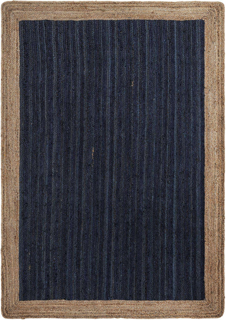Navy Blue 6' 1 x 9' Braided Jute Rectangle Rug