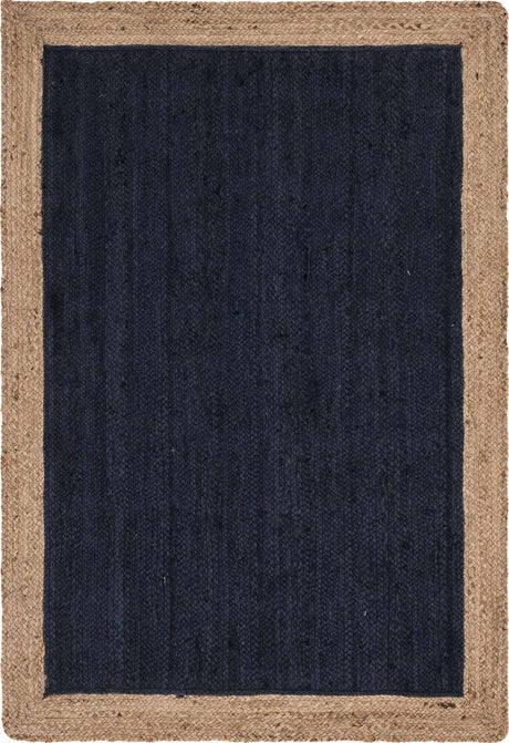Navy Blue 4' 1 x 6' 1 Braided Jute Rectangle Rug