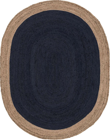 Navy Blue 8' x 10' Braided Jute Oval Rug