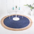 Navy Blue 8' x 8' Braided Jute Round Rug