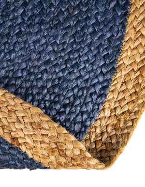 Navy Blue 3' 3 x 3' 3 Braided Jute Round Rug