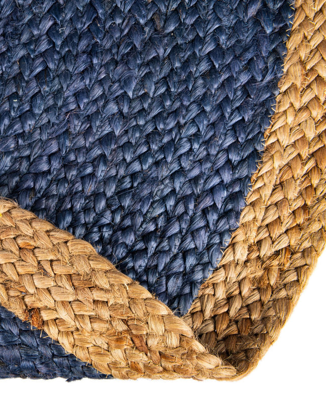 Navy Blue 8' x 8' Braided Jute Round Rug