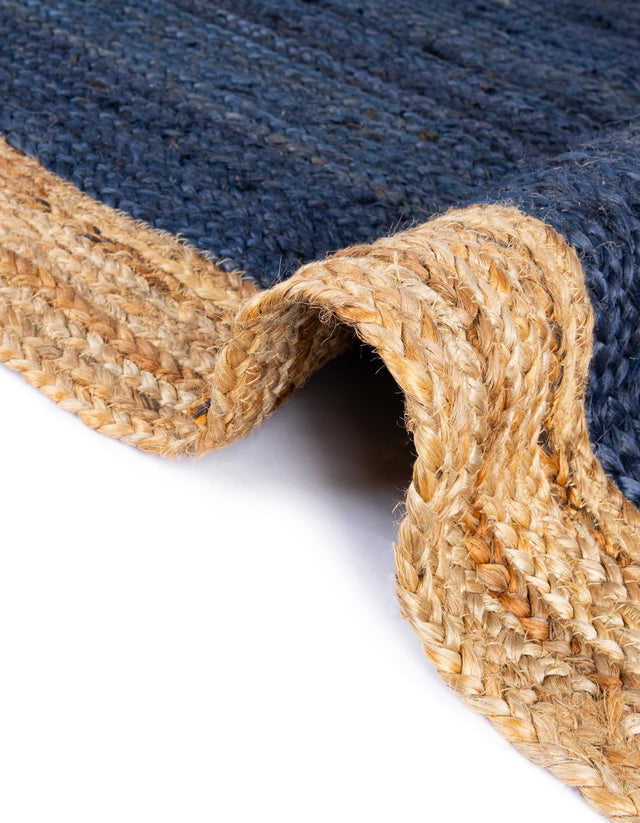 Navy Blue 8' x 8' Braided Jute Round Rug