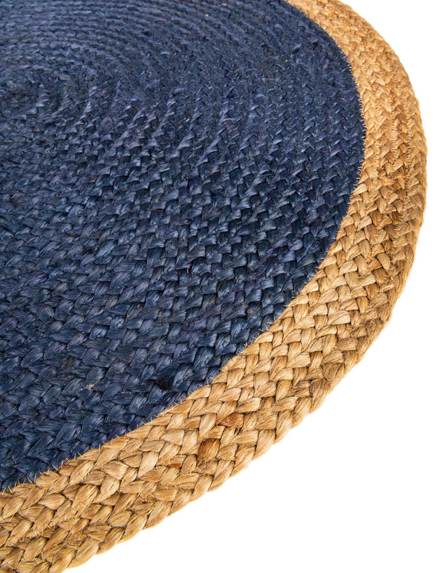 Navy Blue 8' x 8' Braided Jute Round Rug