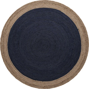 Navy Blue 8' x 8' Braided Jute Round Rug