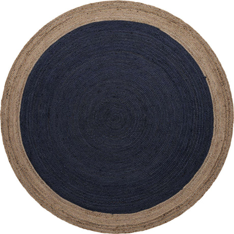 Navy Blue 8' x 8' Braided Jute Round Rug