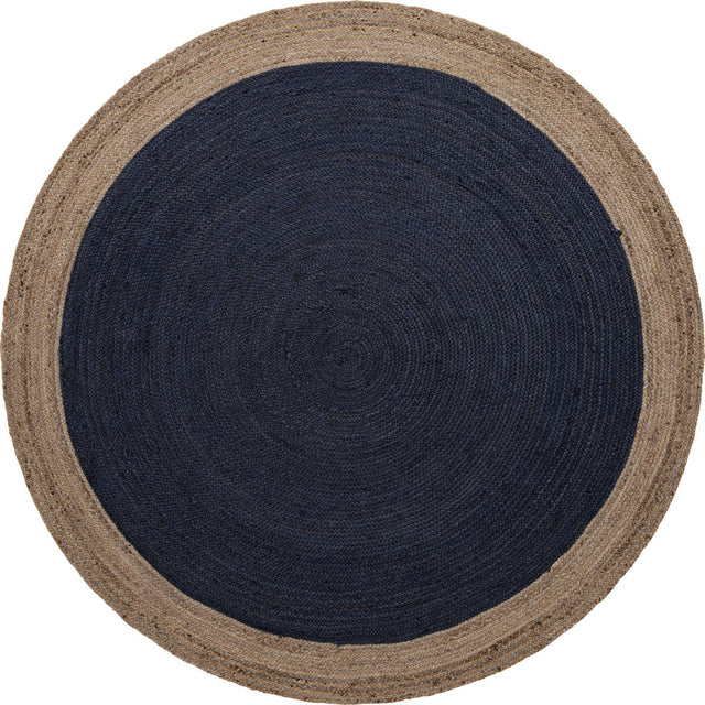 Navy Blue 8' x 8' Braided Jute Round Rug
