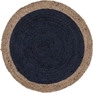 Navy Blue 3' 3 x 3' 3 Braided Jute Round Rug