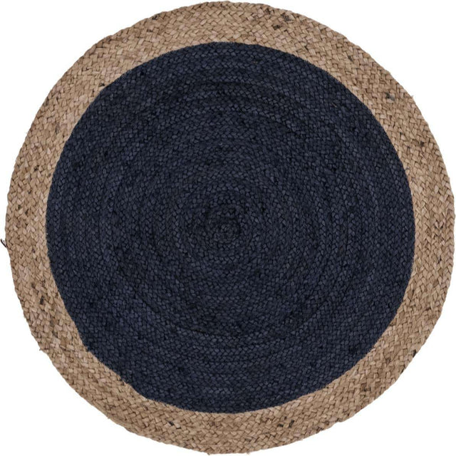 Navy Blue 3' 3 x 3' 3 Braided Jute Round Rug