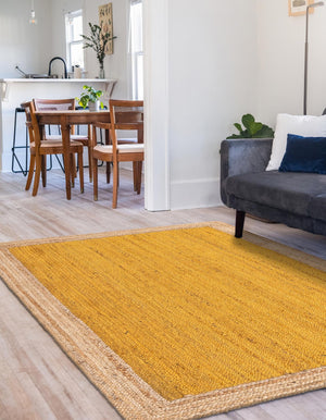 Yellow 5' 1 x 8' Braided Jute Rectangle Rug