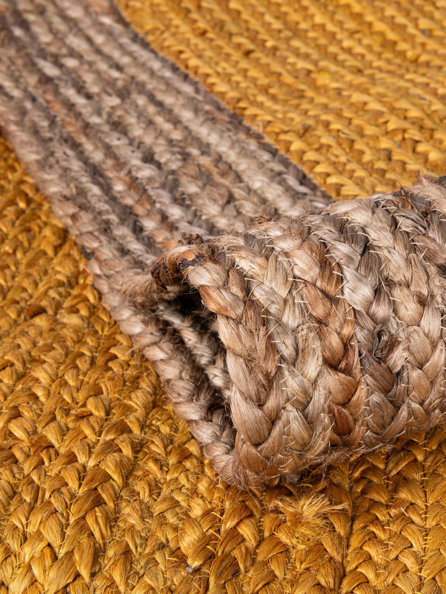 Yellow 2' x 3' 1 Braided Jute Rectangle Area Rug 100% Jute Hand Braided Natural Eco-Friendly Boho Style Carpet for Living Rooms Dining Office Space Dorms for Sale at Rug Engine