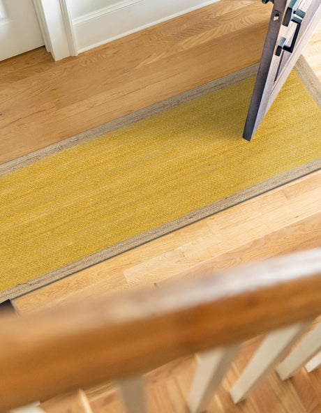 Yellow 2' 7 x 6' 1 Braided Jute Runner Area Rug 100% Jute Hand Braided Natural Eco-Friendly Boho Style Carpet for Living Rooms Dining Office Space Dorms for Sale at Rug Engine