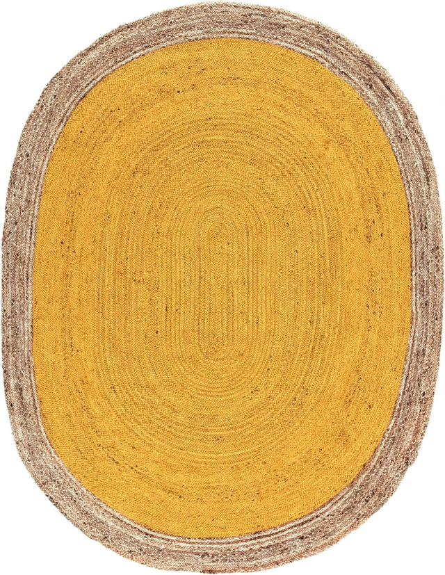 Yellow 8' x 10' Braided Jute Oval Rug
