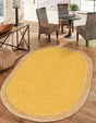 Yellow 3' 3 x 5' 1 Braided Jute Oval Rug