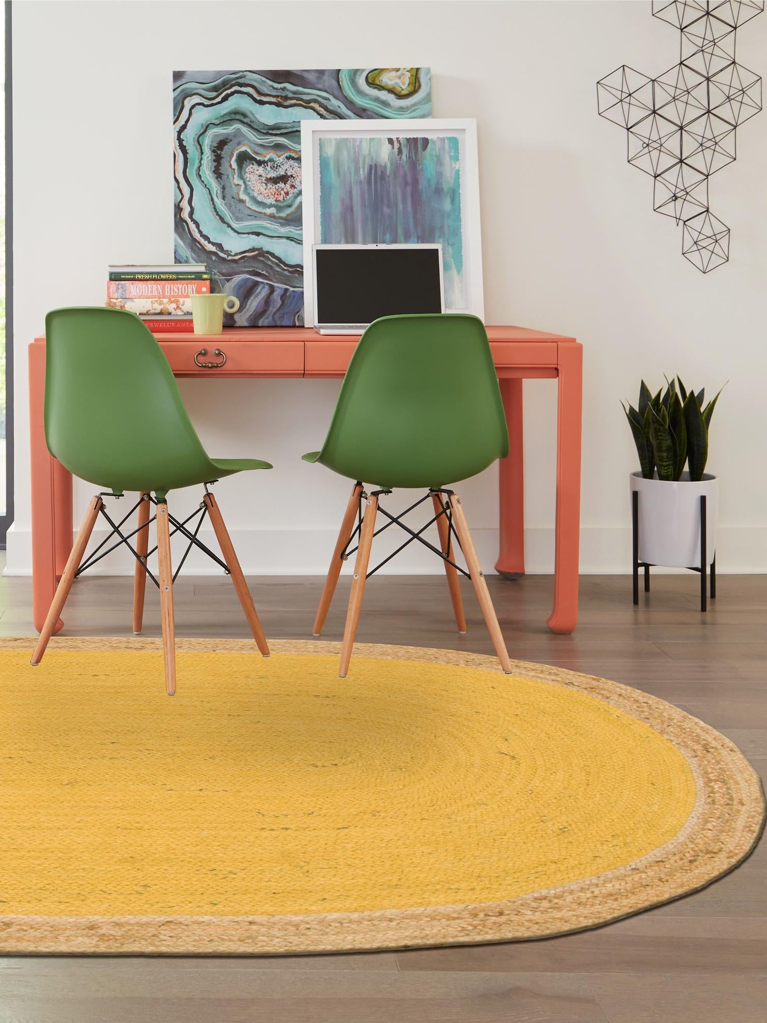 Yellow 3' 3 x 5' 1 Braided Jute Oval Area Rug 100% Jute Hand Braided Natural Eco-Friendly Boho Style Carpet for Living Rooms Dining Office Space Dorms for Sale at Rug Engine