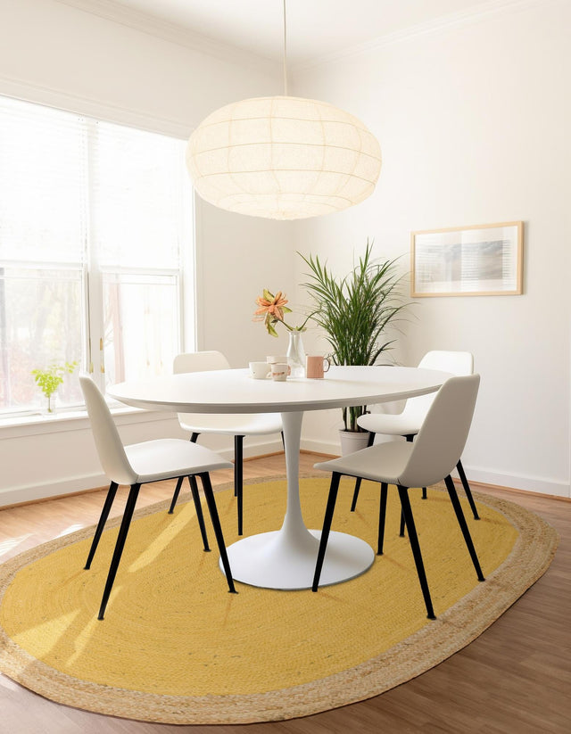 Yellow 3' 3 x 5' 1 Braided Jute Oval Rug