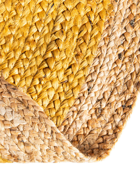 Yellow 3' 3 x 3' 3 Braided Jute Round Area Rug 100% Jute Hand Braided Natural Eco-Friendly Boho Style Carpet for Living Rooms Dining Office Space Dorms for Sale at Rug Engine