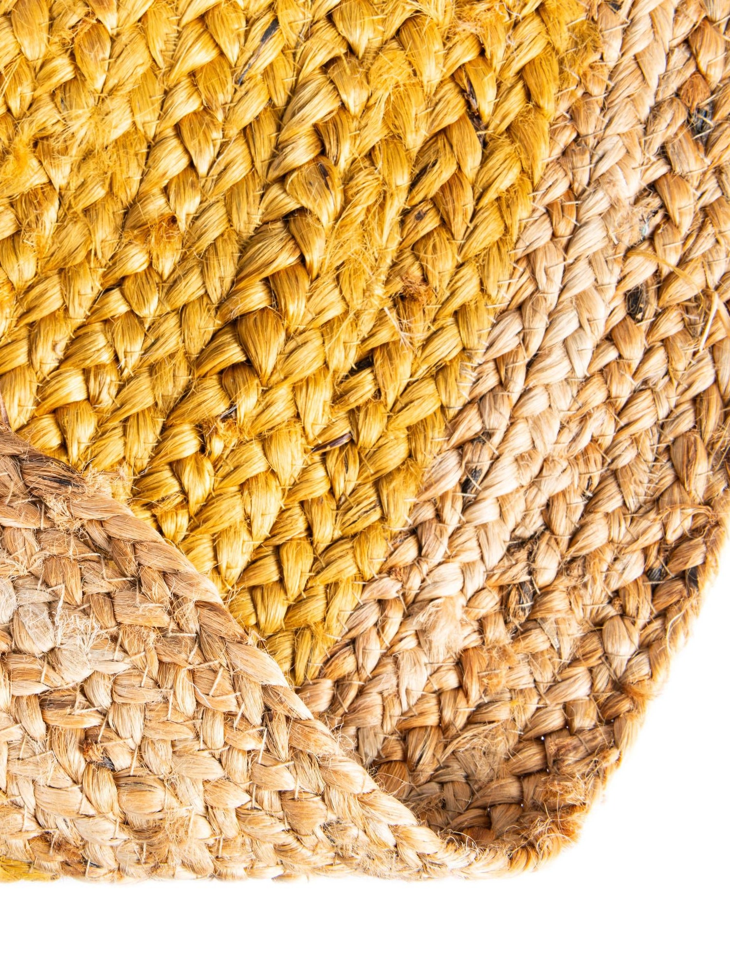 Yellow 8' x 8' Braided Jute Round Area Rug 100% Jute Hand Braided Natural Eco-Friendly Boho Style Carpet for Living Rooms Dining Office Space Dorms for Sale at Rug Engine