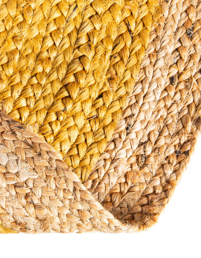 Yellow 8' x 8' Braided Jute Round Rug
