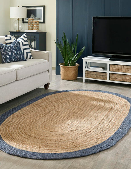 Natural 3' 3 x 5' 1 Braided Jute Oval Rug