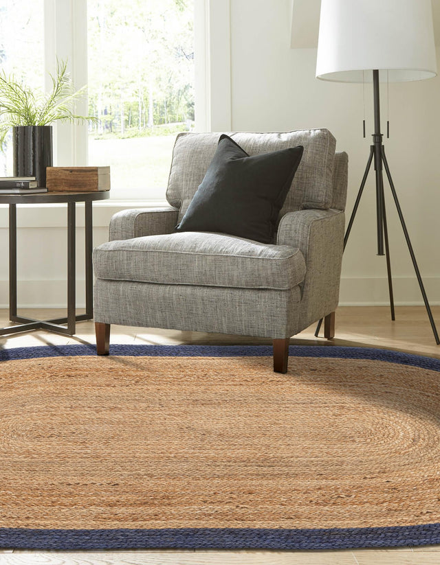 Natural 5' 1 x 8' Braided Jute Oval Rug