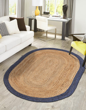Natural 5' 1 x 8' Braided Jute Oval Rug