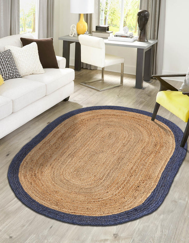 Natural 5' 1 x 8' Braided Jute Oval Rug