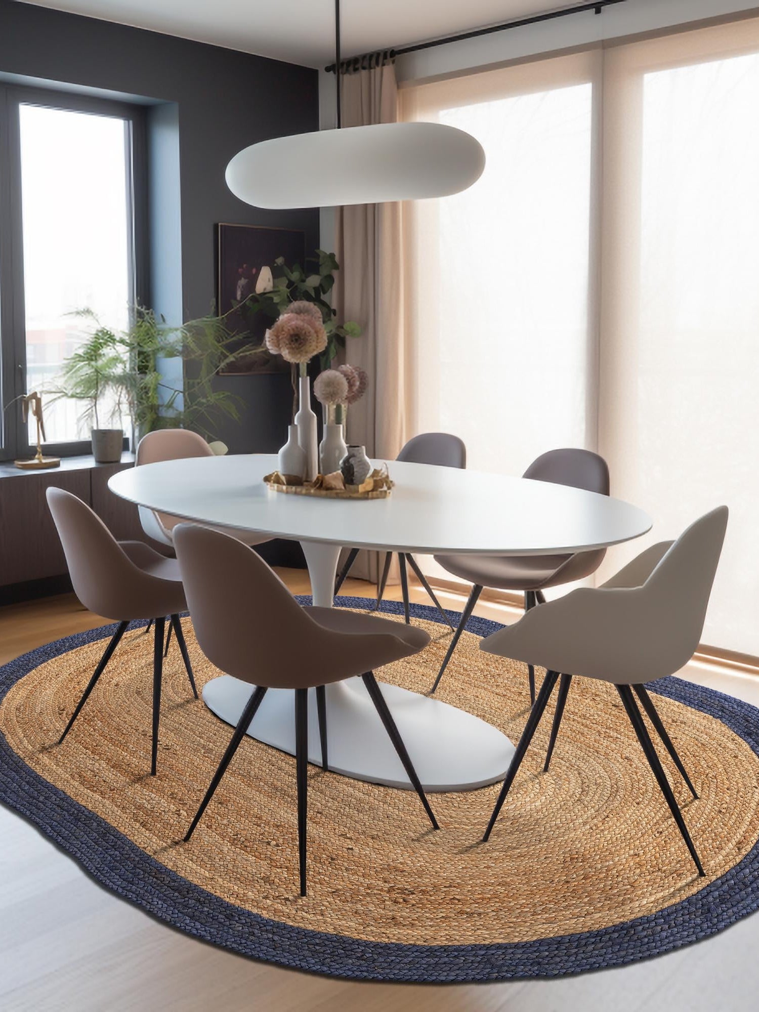 Natural 5' 1 x 8' Braided Jute Oval Area Rug 100% Jute Hand Braided Natural Eco-Friendly Boho Style Carpet for Living Rooms Dining Office Space Dorms for Sale at Rug Engine