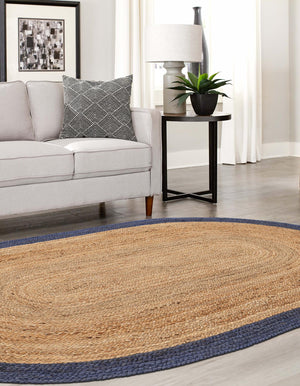 Natural 5' 1 x 8' Braided Jute Oval Rug