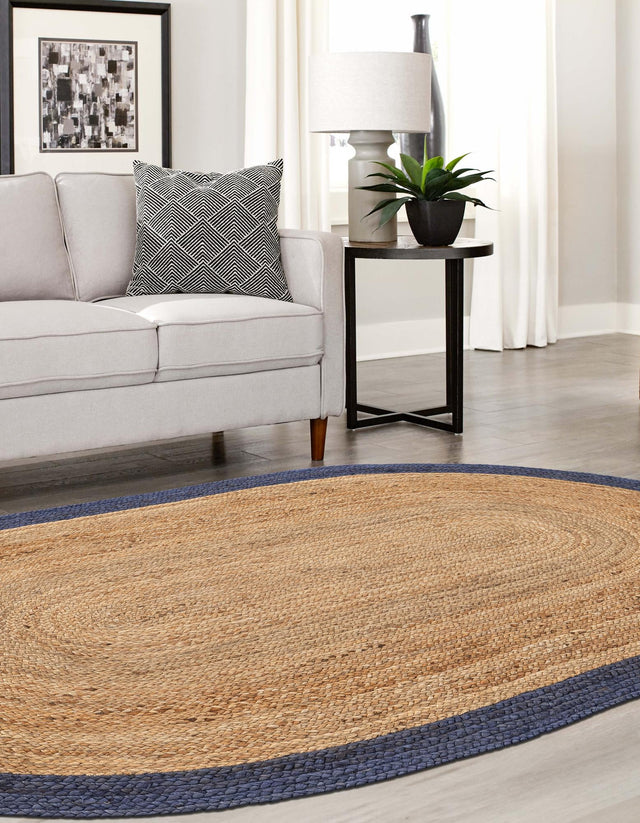 Natural 5' 1 x 8' Braided Jute Oval Rug