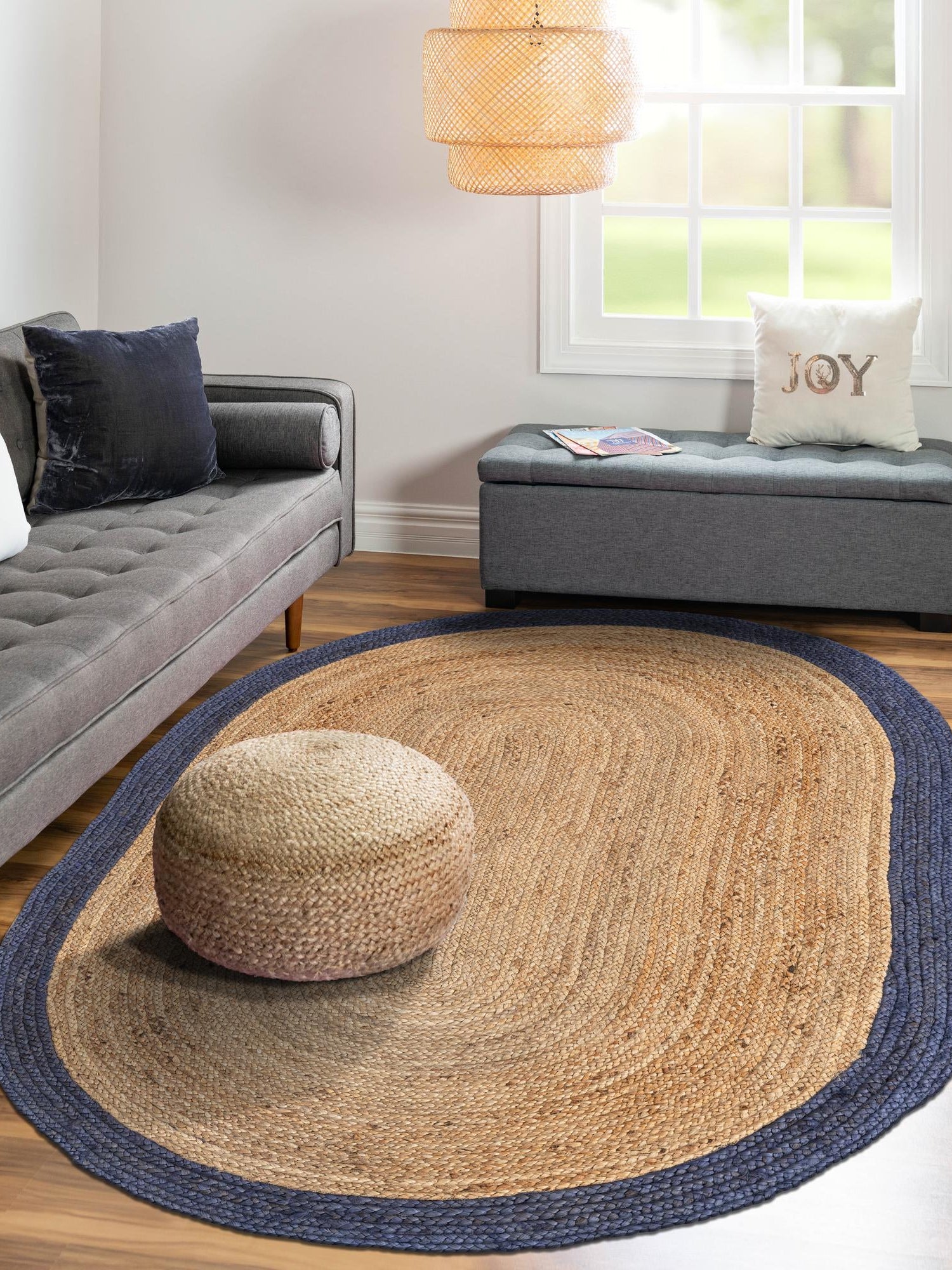 Natural 5' 1 x 8' Braided Jute Oval Area Rug 100% Jute Hand Braided Natural Eco-Friendly Boho Style Carpet for Living Rooms Dining Office Space Dorms for Sale at Rug Engine