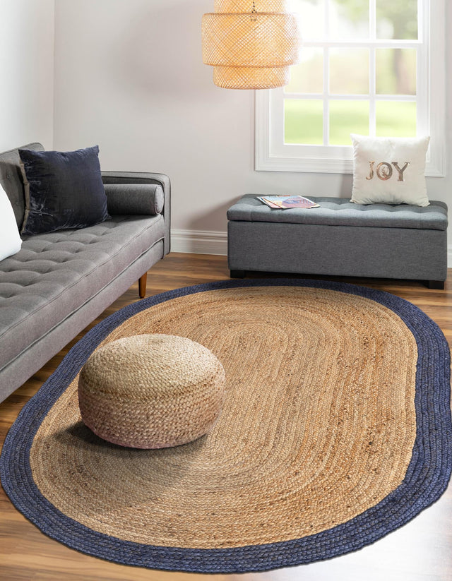 Natural 5' 1 x 8' Braided Jute Oval Rug